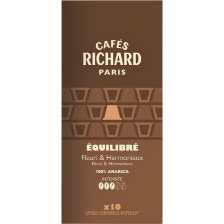 Кафе капсули Cafes Richard Equilibre Balance съвместими с Nespresso, 10 капсули