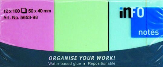 ЛИСТЧЕТА СЗЛ INFO NOTES 50/40ММ 100Л МИКС ПАСТЕЛ