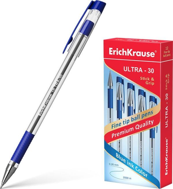 ХИМИКАЛКА С ГРИП ERICH KRAUSE ULTRA L-30 0,7ММ СИН