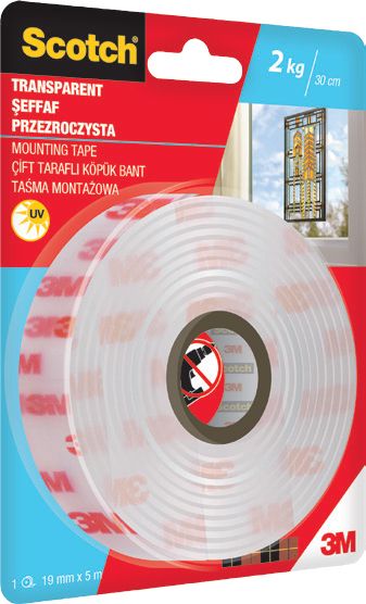 ЛЕНТА МОНТАЖНА 3M SCOTCH TRANSPARENT 19ММ/1.5М