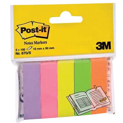 ИНДЕКСИ САМОЗАЛЕПВАЩИ 3М POST-IT 15/50 500БР 5ЦВ