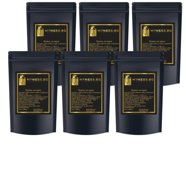 6х КАФЕ НА ЗЪРНА MYNESS.BG, 1 КГ.