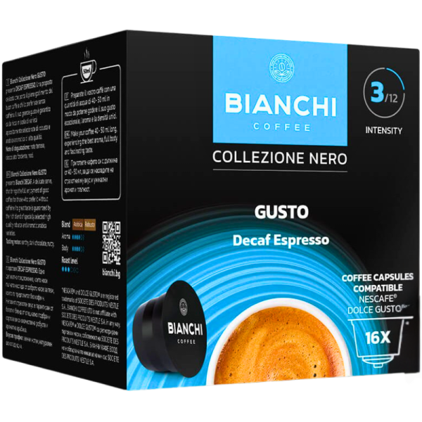 Кафе капсули Bianchi Gusto Decaf Espresso Dolce Gusto, 16бр.