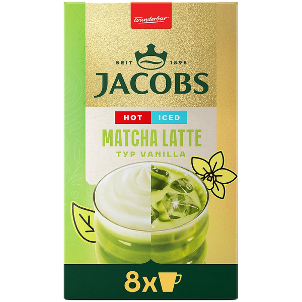 Разтворима напитка Jacobs Matcha Latte Vanilla, 8 сашета