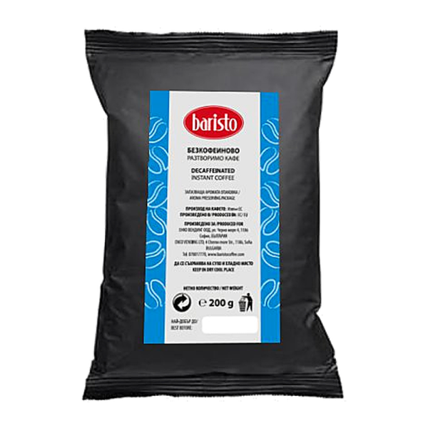 Разтворимо кафе Baristo Decaffeinated, без кофеин, 200 г