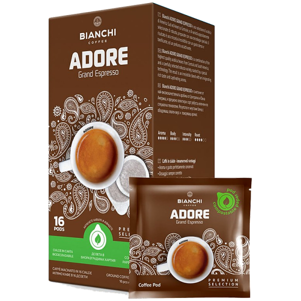 Кафе дози Bianchi Adore Grand Espresso E.S.E., 16 бр., 80% Арабика и 20% Робуста