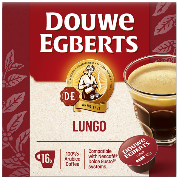 Кафе капсули Douwe Egberts Lungo за Dolce Gusto, 16 бр., 100% Арабика