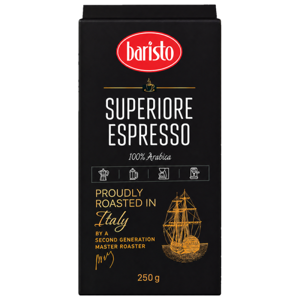 Мляно кафе Baristo Superiore Espresso, 250 г, 100% Арабика