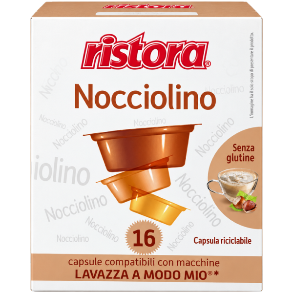 Кафе капсули Ristora Nocciolino A Modo Mio, капучино с лешник, кутия 16 бр.