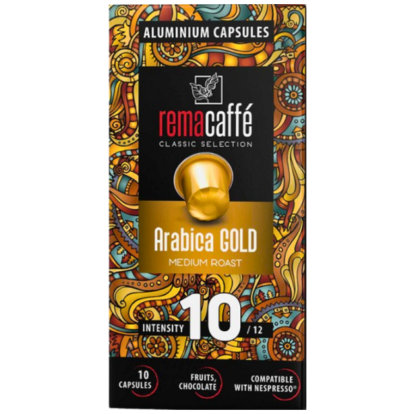 Кутия REMACAFFÉ Arabica Gold с 10 алуминиеви капсули за Nespresso