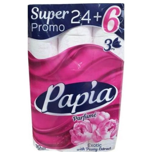 Тоалетна хартия Papia, 24+6 ролки