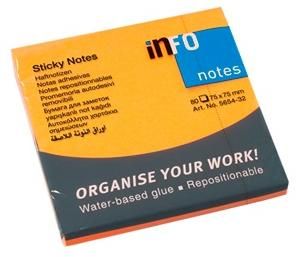 ЛИСТЧЕТА СЗЛ INFO NOTES 75/75ММ 80Л НЕОН ОРЖ