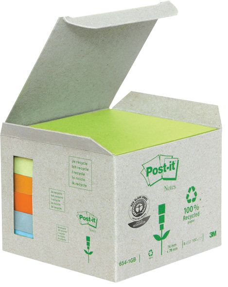 ЛИСТЧЕТА СЗЛ 3М POST-IT 76/76 100Л РЕЦИКЛИР. МИКС