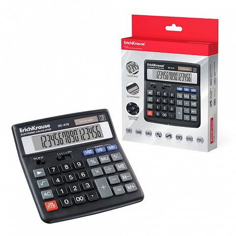 КАЛКУЛАТОР НАСТОЛЕН ERICH KRAUSE DC416 16-РАЗРЯДЕН