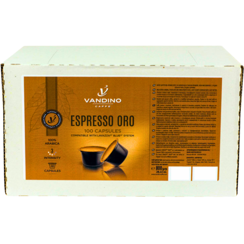 Кафе капсули Vandino Espresso Oro съвместими с Lavazza Blue, 100 капсули
