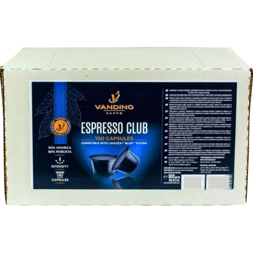 Кафе капсули Vandino Espresso Club съвместими с Lavazza Blue, 100 капсули
