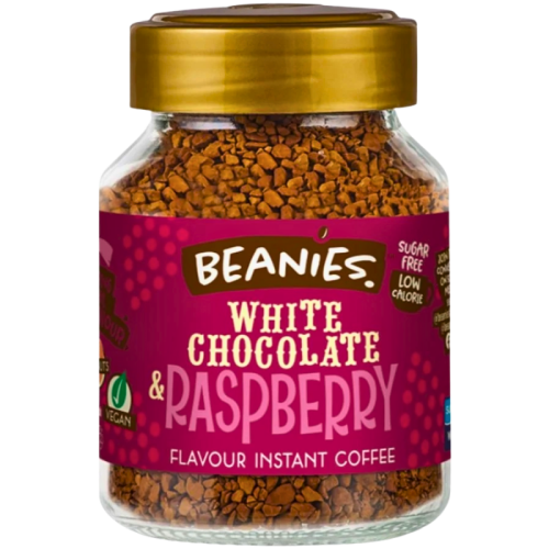 Разтворимо кафе Beaniesс вкус на бял шоколад и малина, 50гр.