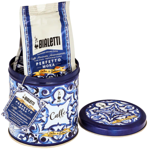 Мляно кафе Dolce-Gabbana Perfetto Moka Autentico 200гр+ подарък кутия за кафе, син