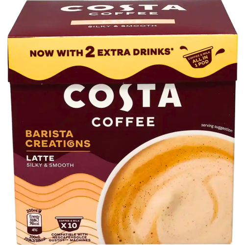 Кафе капсули Costa Latte съвместими с Dolce Gusto, 10 капсули