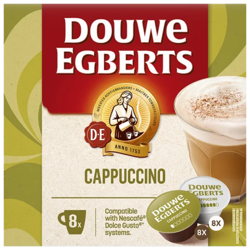 Капсули Douwe Egberts Cappuccino за Dolce Gusto, 16 бр., 8 напитки