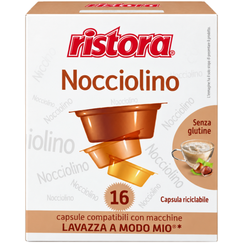 Кафе капсули Ristora Nocciolino A Modo Mio, капучино с лешник, кутия 16 бр.